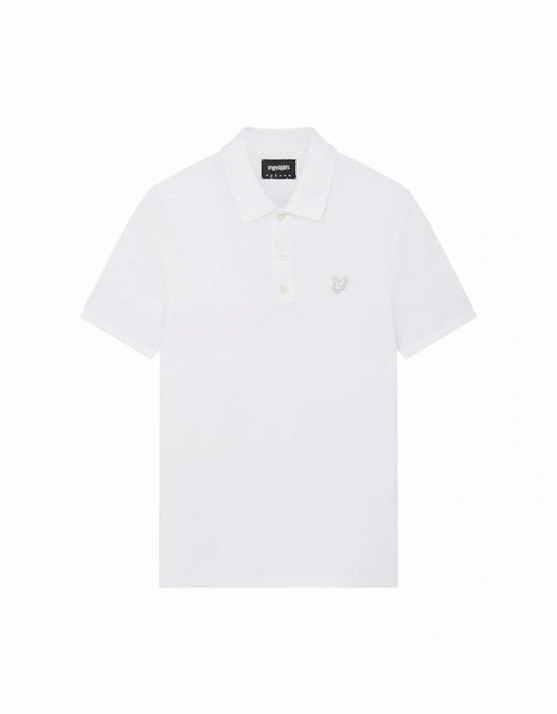 Lyle Scott Tonal Eagle White Polo Shirt