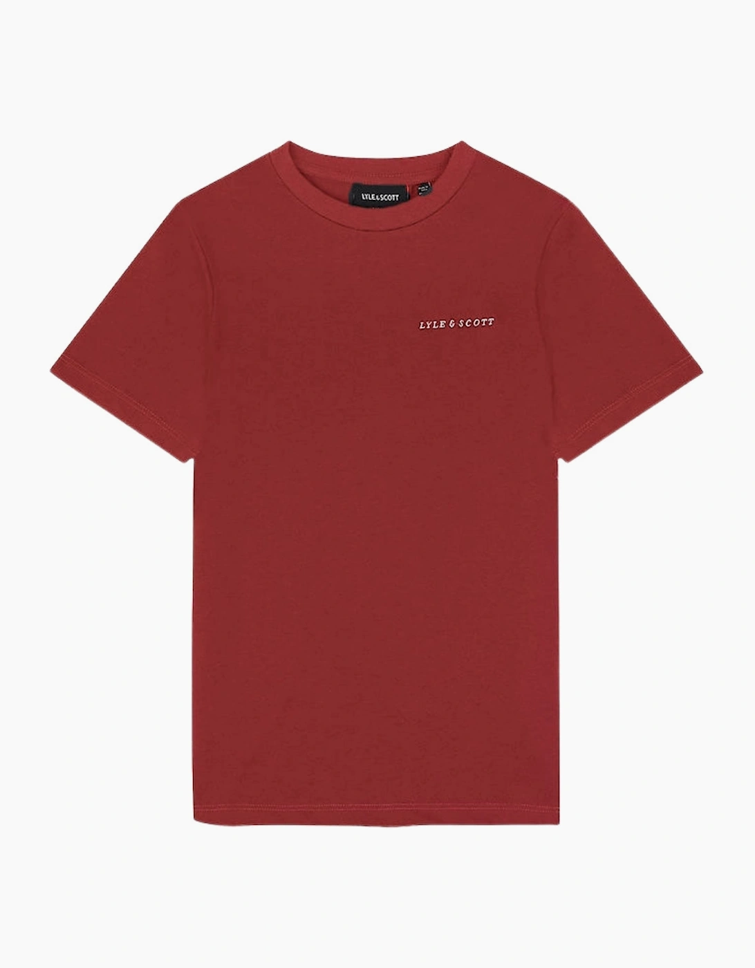 Lyle And Scott Men's Red Lyle & Scott Embroide Logo Fletcher Burgundy T Shirt  40 L