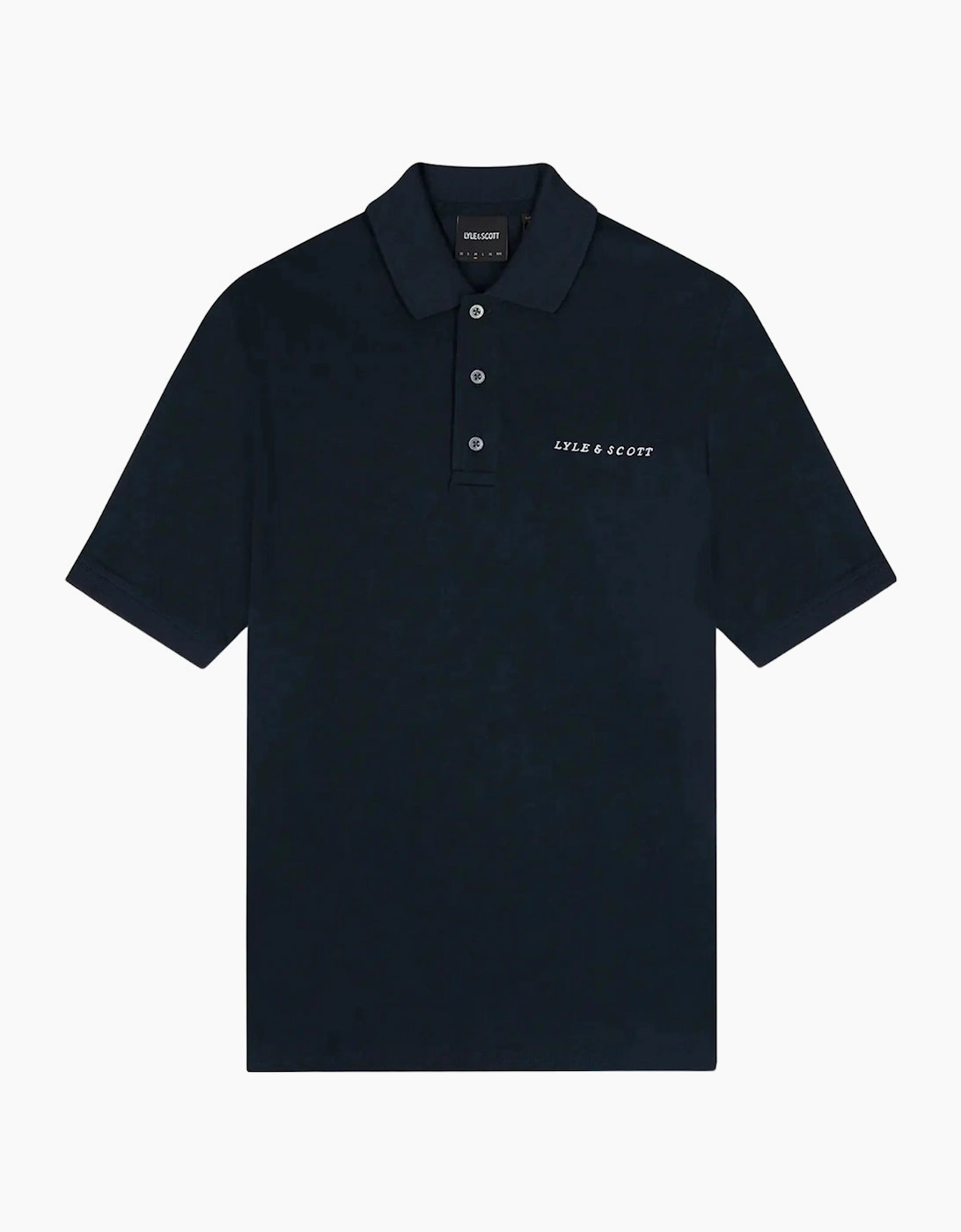 Men's Lyle & Scott Plain Embroidered Logo Dark Navy Polo Shirt - Black - Size: 38