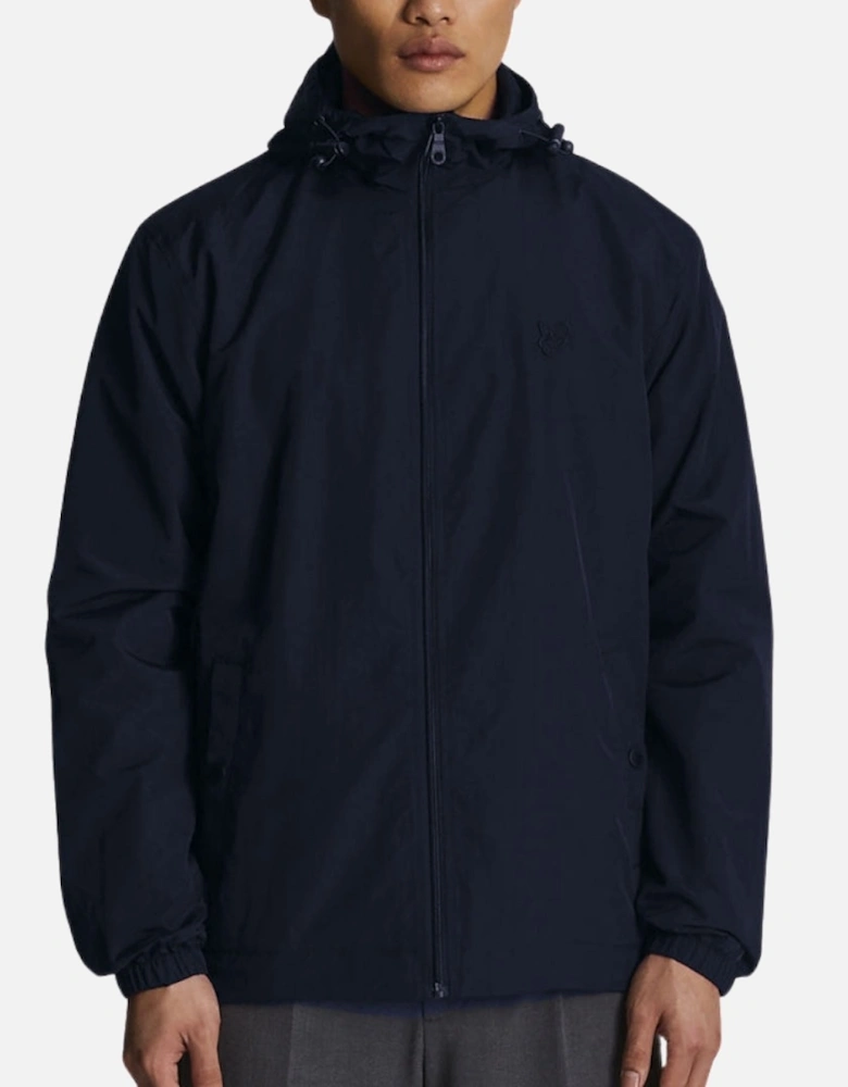 Lyle Scott Tonal Eagle Zip Through Hooded Jet Navy Blue Softshell Jacket