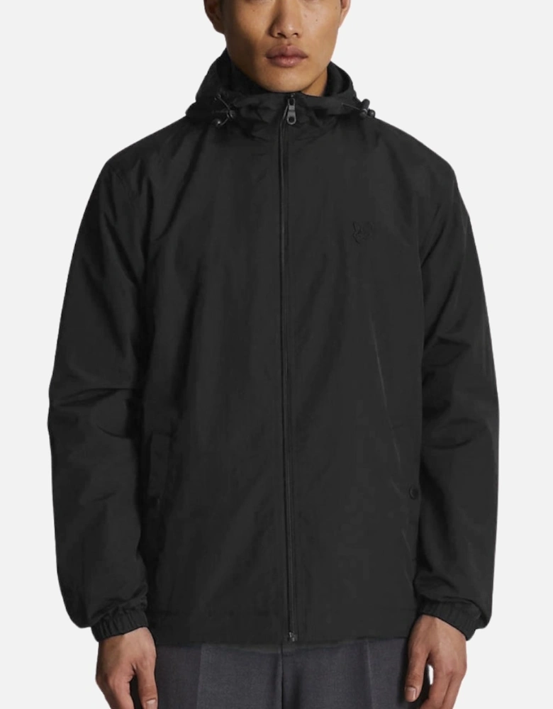 Lyle Scott Tonal Eagle Zip Through Hooded Jet Gunmetal Softshell Jacket