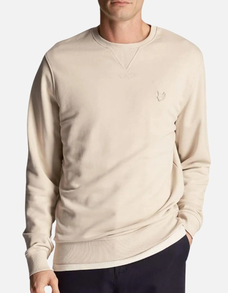 Lyle Scott Tonal Eagle Logo Cream Pull Over Sweatshirt