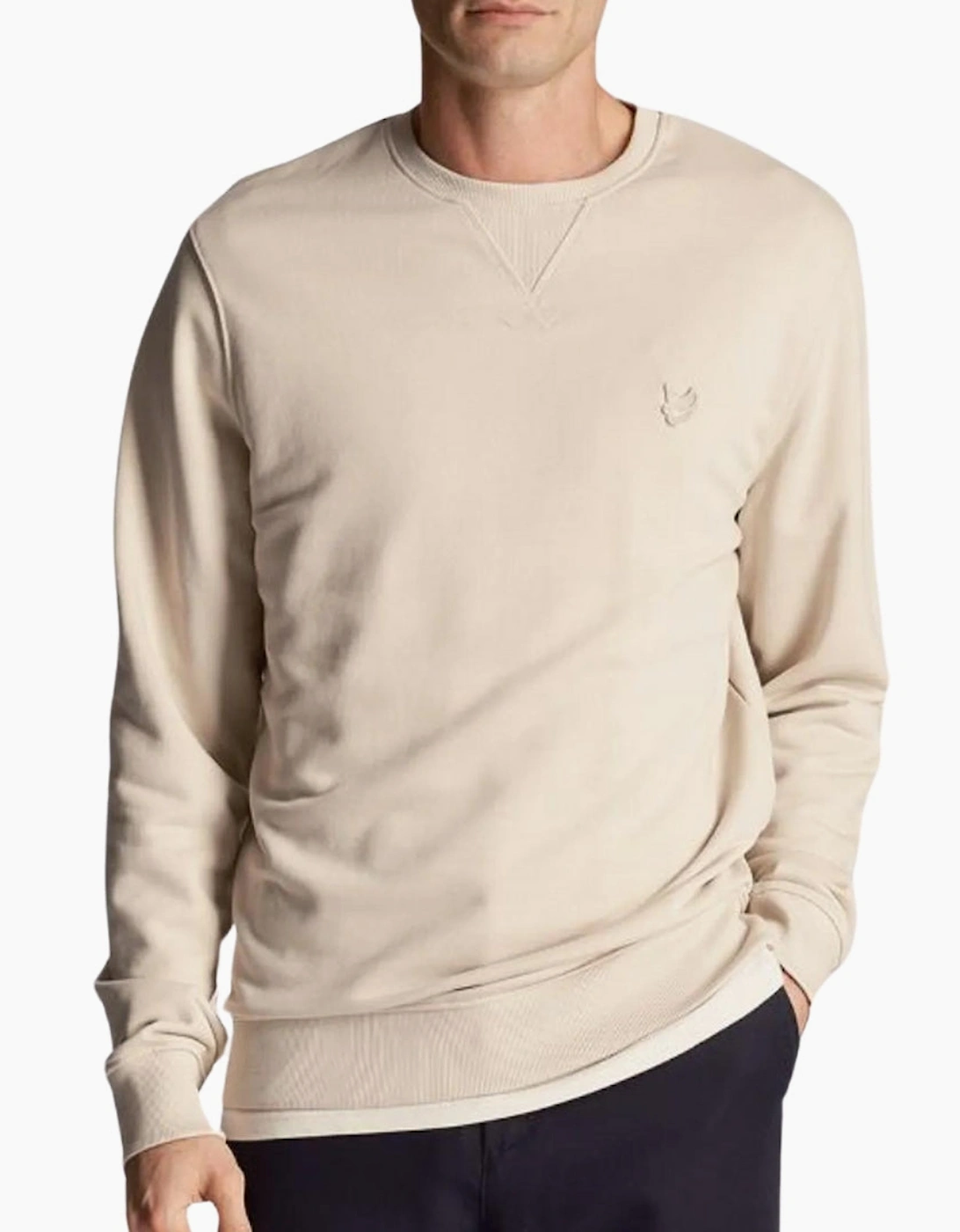 Lyle And Scott Men's Tan Lyle & Scott Tonal Eagle Logo Cream Pull Over Sweatshirt  S