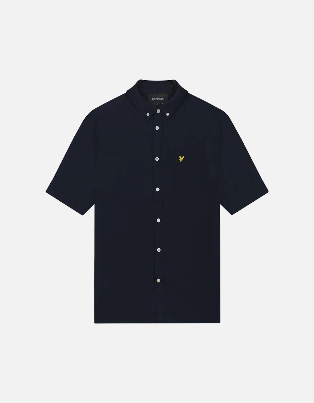 Lyle Scott Short Sleeve Dark Navy Oxford Shirt, 2 of 1