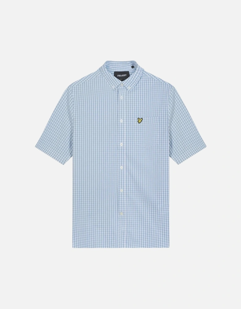 Lyle Scott Short Sleeve Slim Fit Light Blue Gingham Shirt