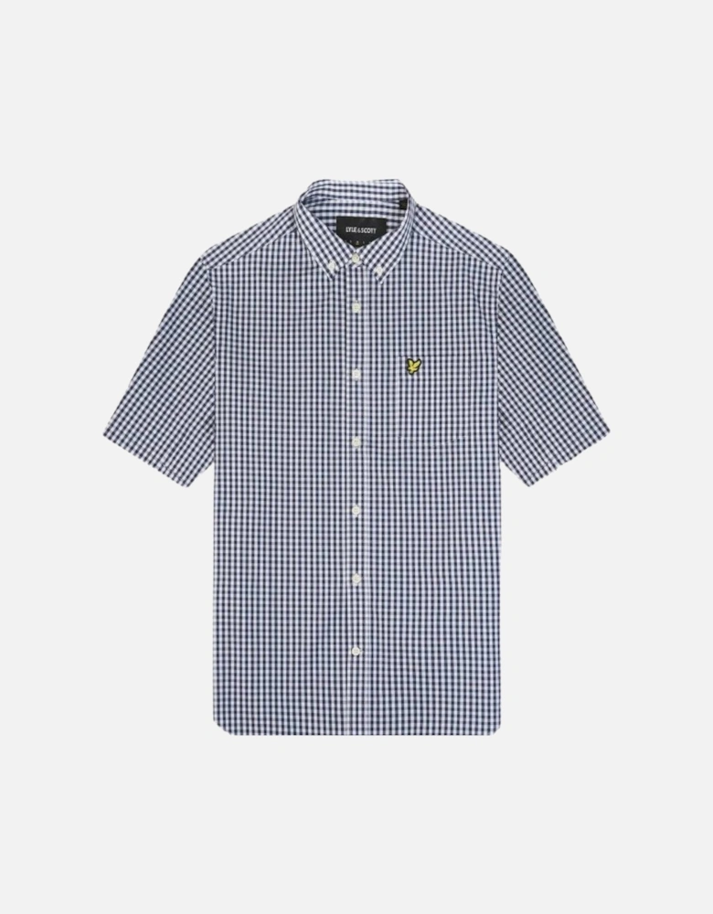 Lyle Scott Short Sleeve Slim Fit Navy Gingham Shirt