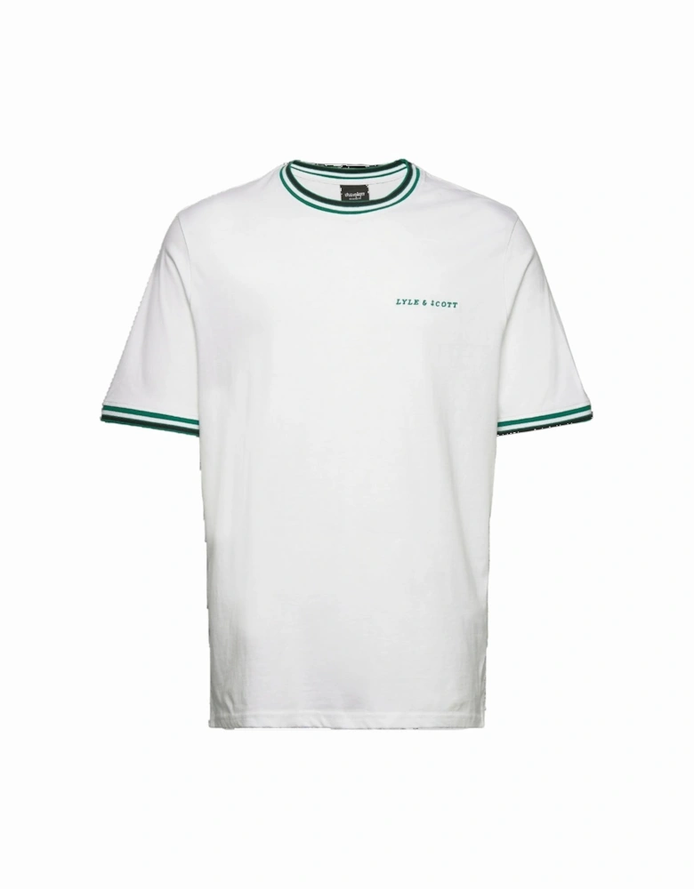 Lyle Scott Embroidered Tipped White T Shirt