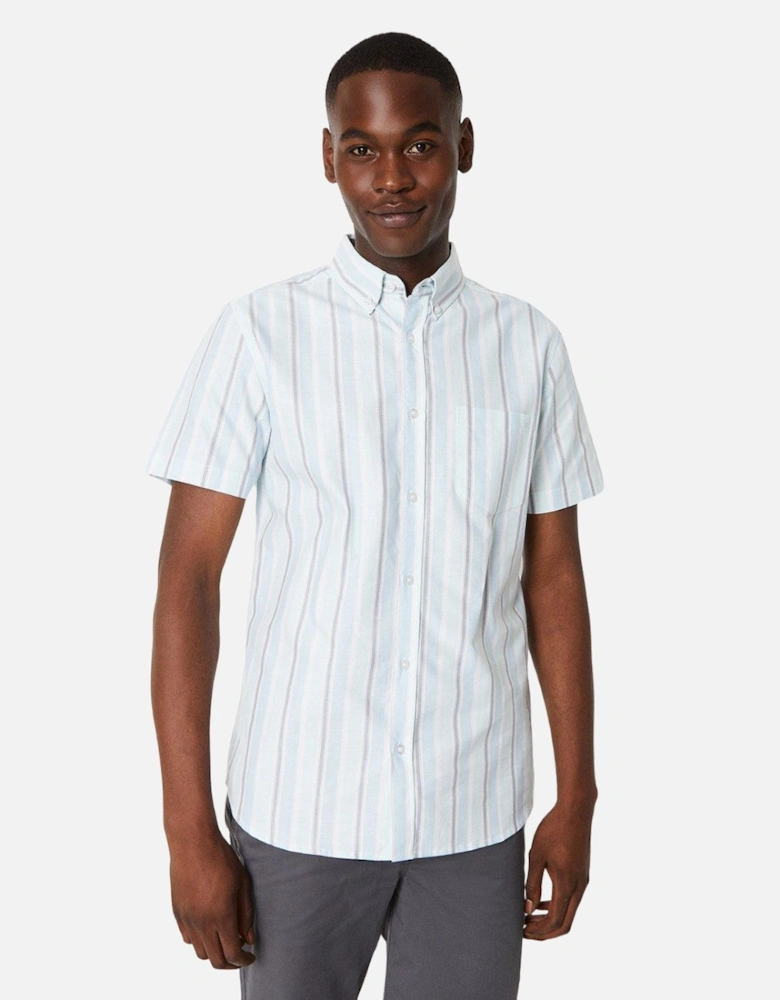 Mens Pastel Striped Short-Sleeved Shirt