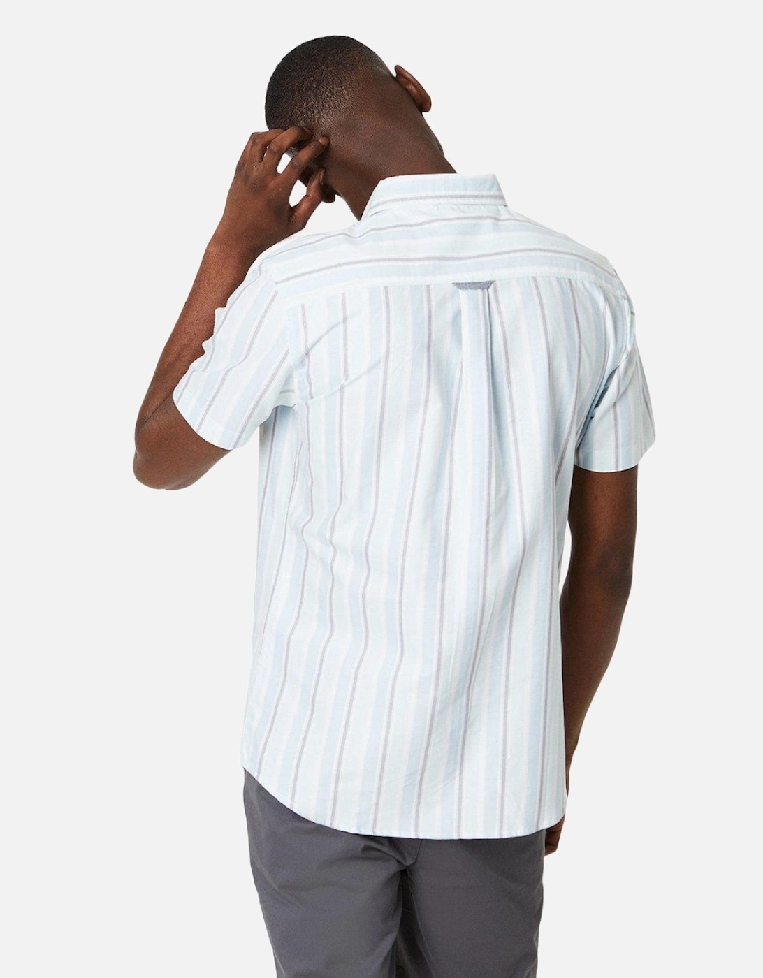 Mens Pastel Striped Short-Sleeved Shirt