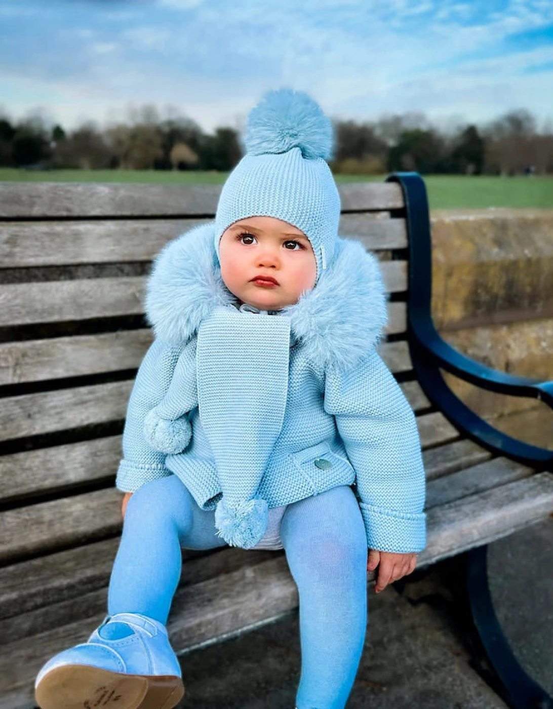 Blue Faux Fur Tie Hat