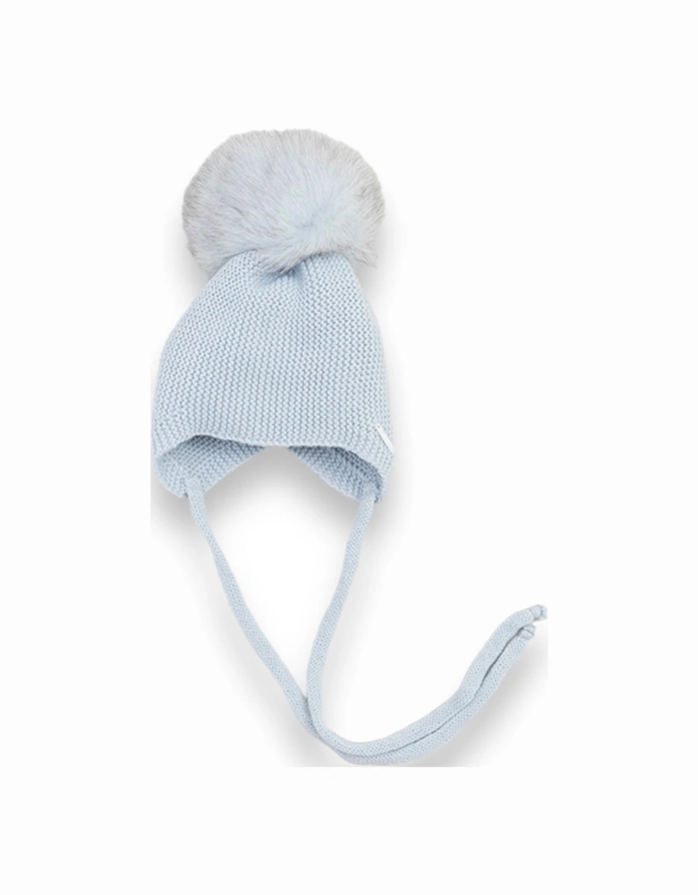 Blue Faux Fur Tie Hat