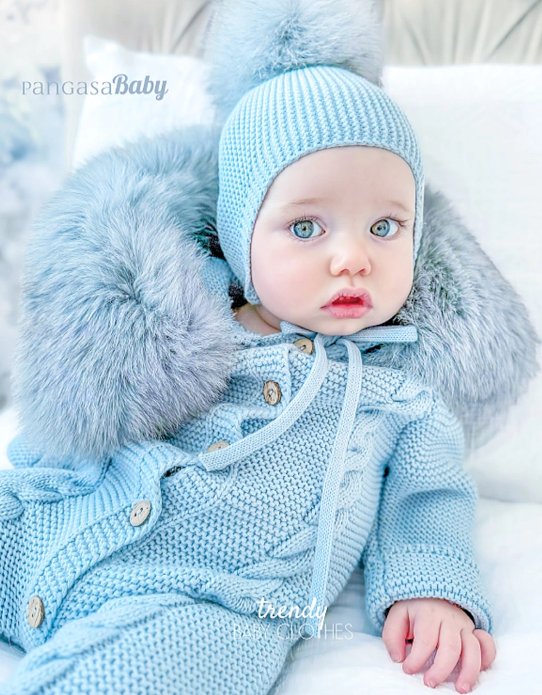 Blue Faux Fur Tie Hat