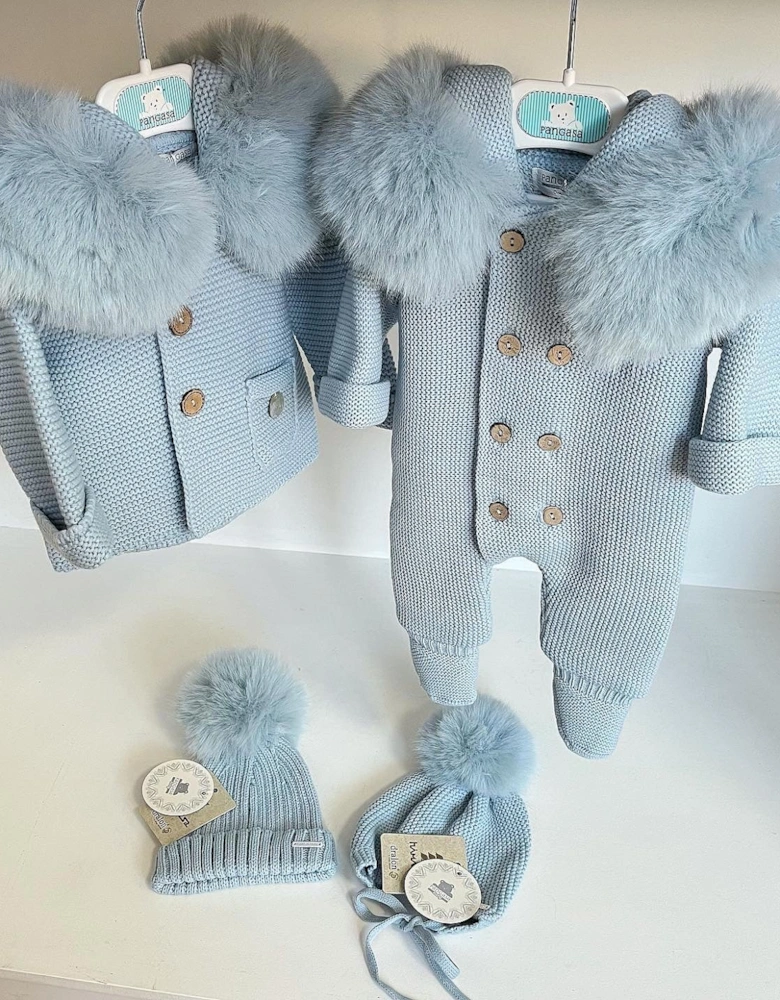 Blue Faux Fur Pramsuit