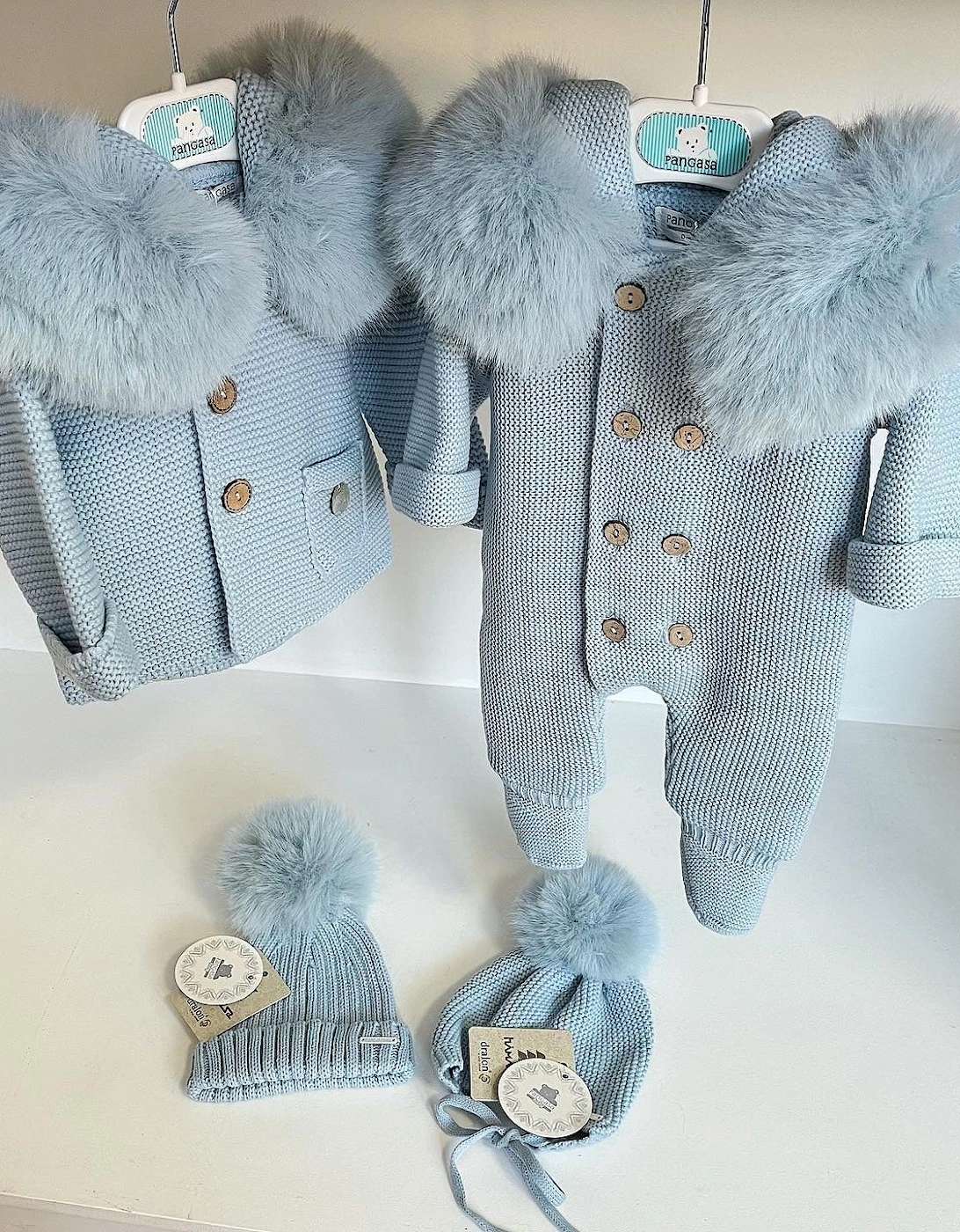 Blue Faux Fur Pramsuit