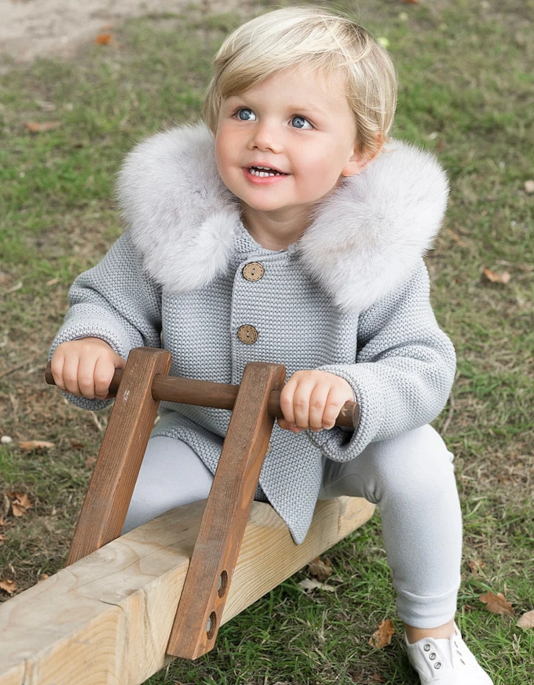 Grey Faux Fur Cardigan