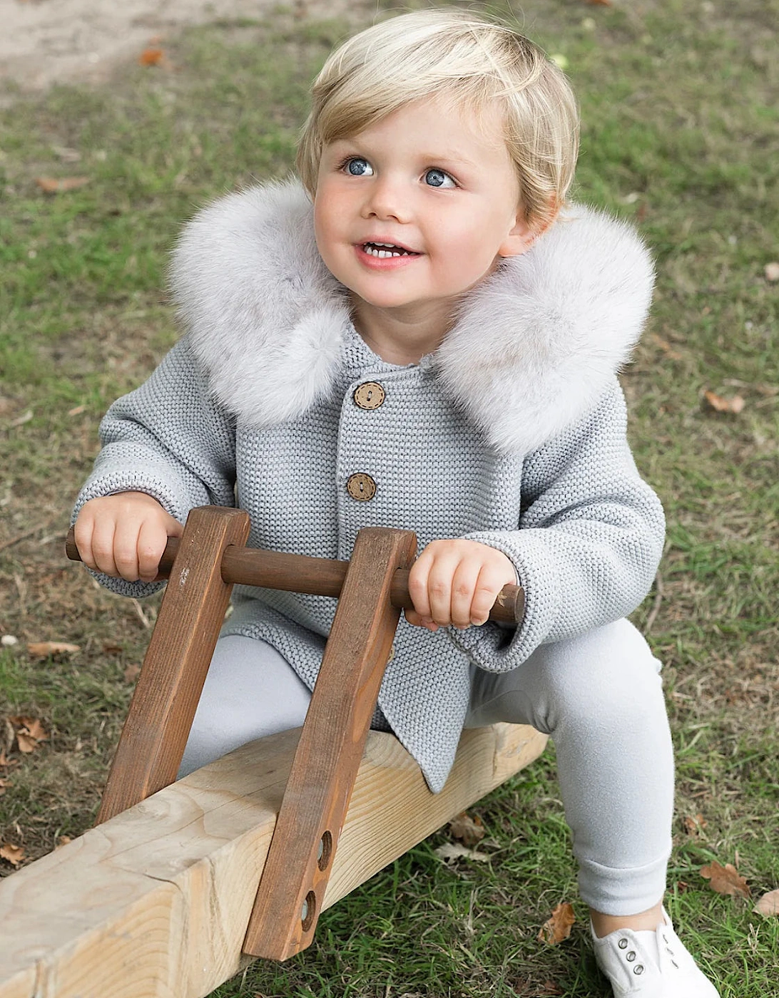 Grey Faux Fur Cardigan