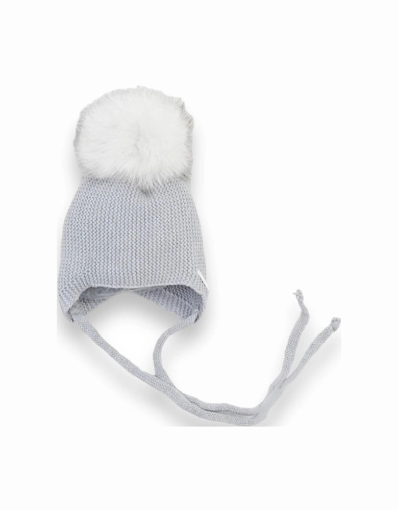 Grey Faux Fur Tie Hat