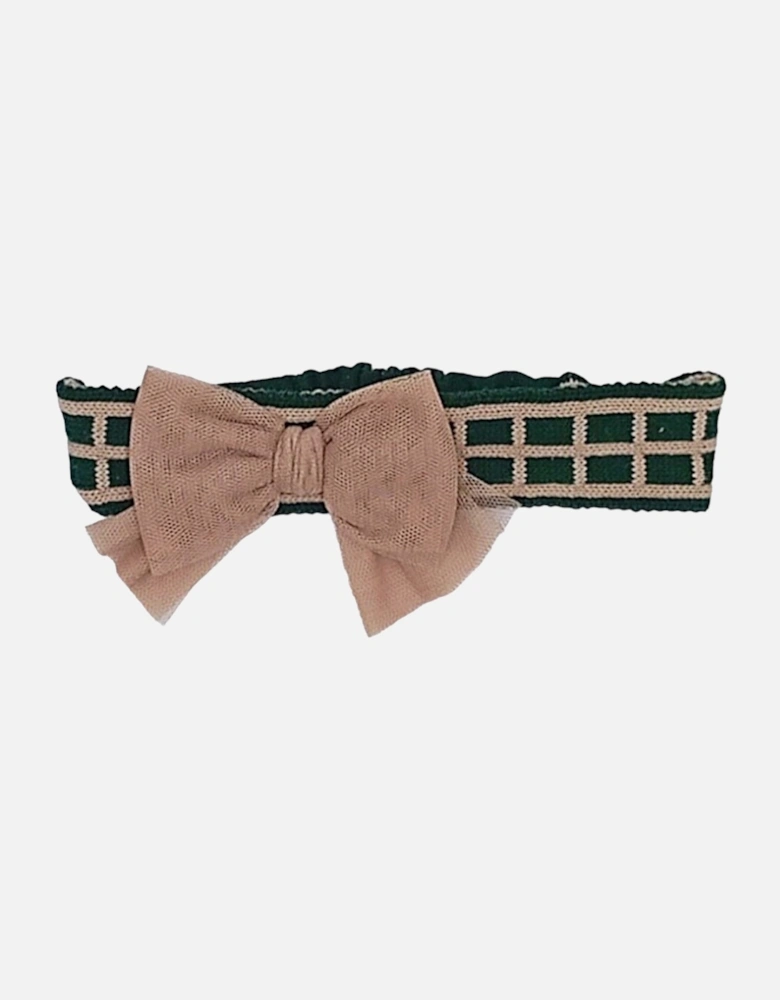 Bottle Green Check Knit Headband