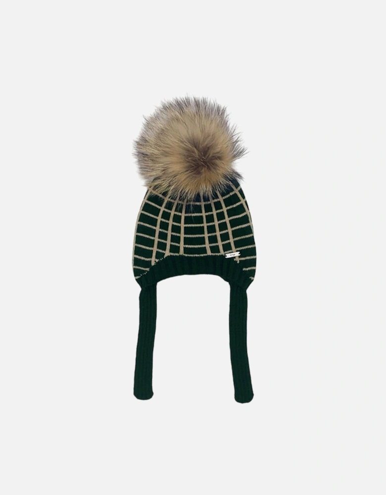 Bottle Green Check Knit Tie Hat