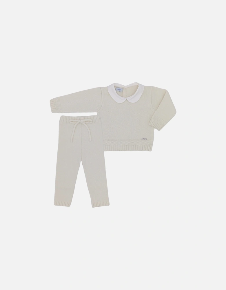 Cream Knit Tracksuit Set