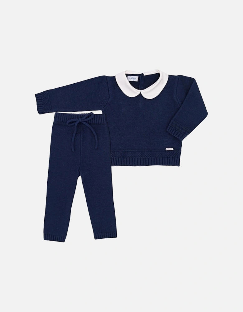 Navy Knit Tracksuit Set