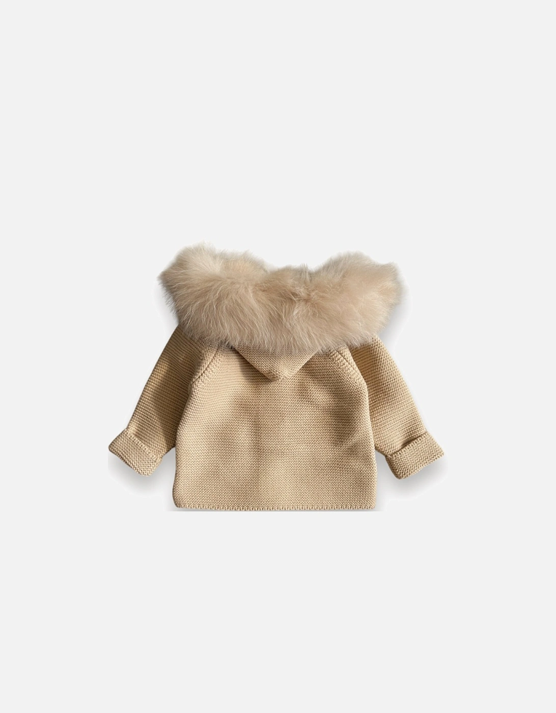 Camel Knit Fur Trim Cardigan