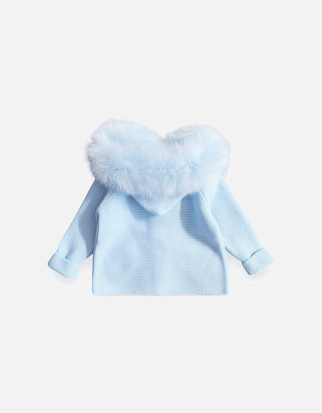 Blue Knit Fur Trim Cardigan