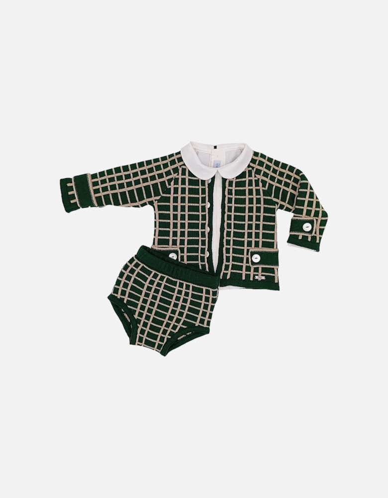 Bottle Green Check Knit Jam Pant Set