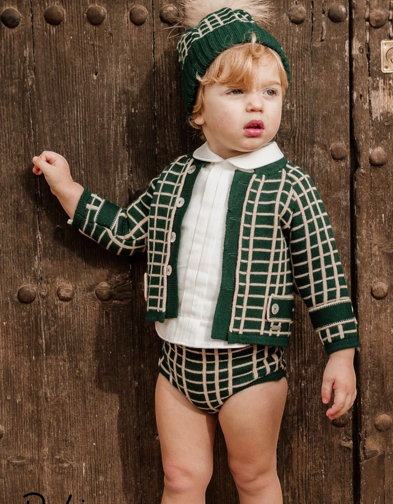 Bottle Green Check Knit Jam Pant Set