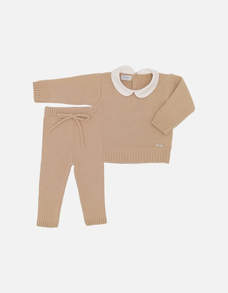 Camel Knit Tracksuit Set