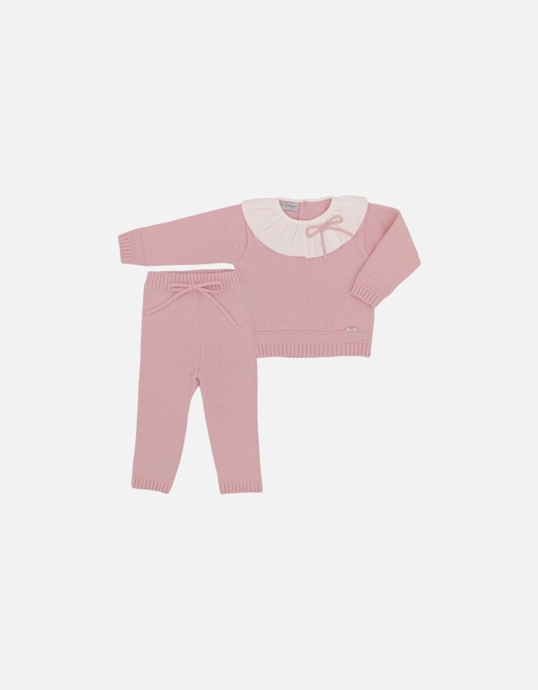 Pink Knit Tracksuit Set