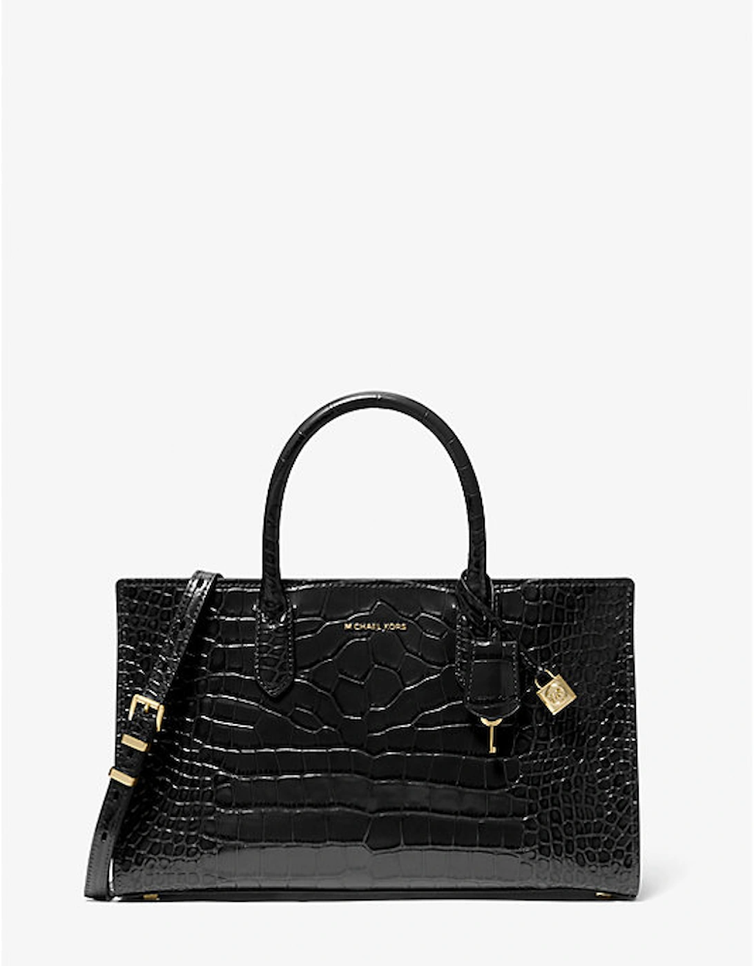 Scarlett Medium Crocodile Embossed Patent Leather Satchel, 4 of 3