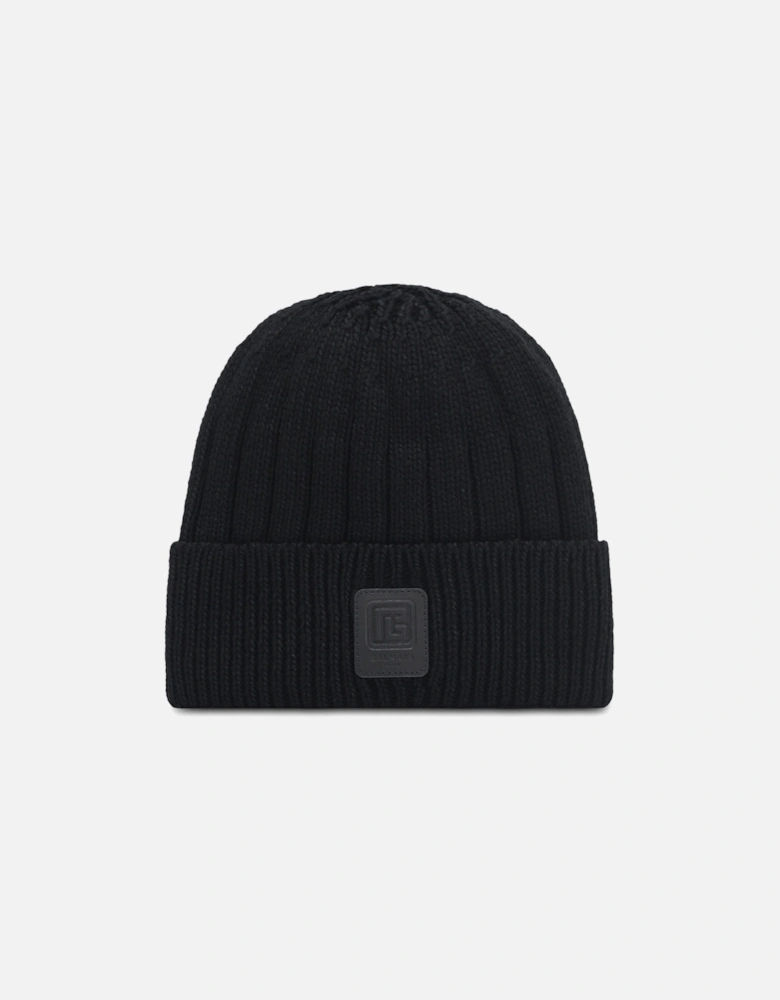 Chunky Diamond Wool Beanie Black