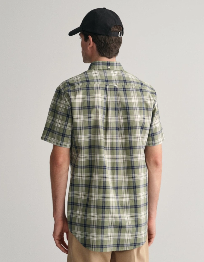 Mens Regular Fit Poplin Check Short Sleeve Shirt