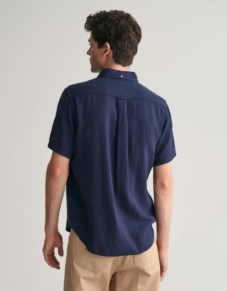 Mens Regular Fit Cotton Linen Texture Short Sleeve Shirt
