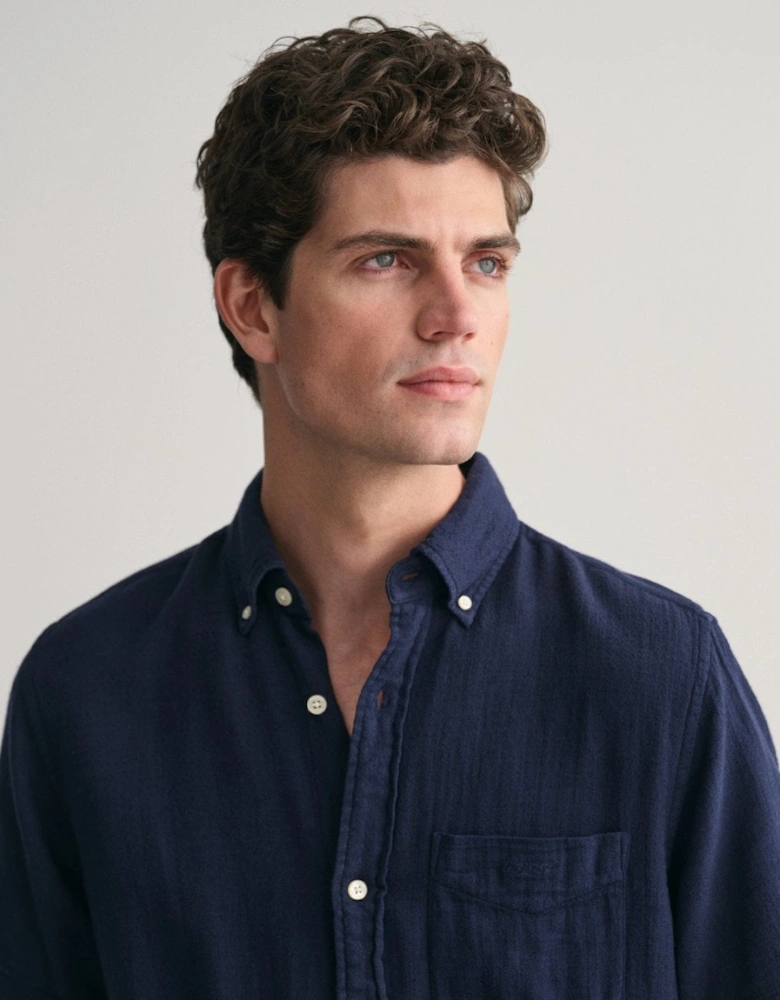 Mens Regular Fit Cotton Linen Texture Short Sleeve Shirt