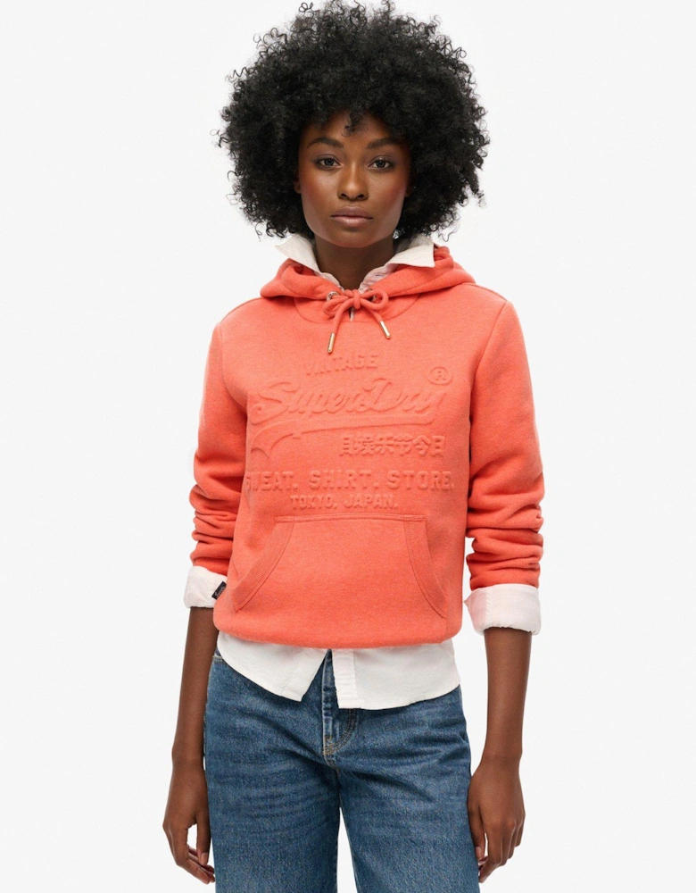 Embossed Vintage Logo Graphic Hoodie - Pink