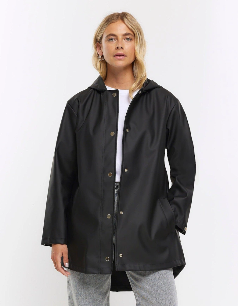 Hooded Rain Mac - Black