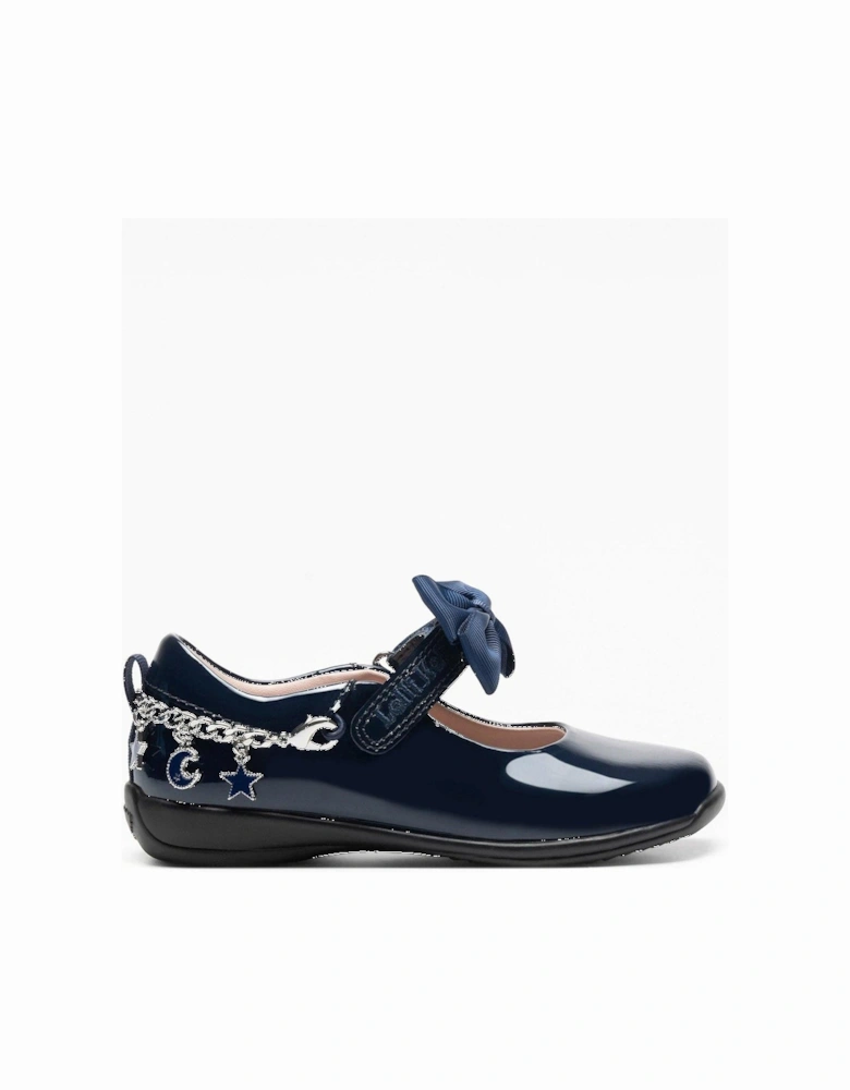 Alexandra Navy Bracelet Removeable Bow Patent Shoe - Navy