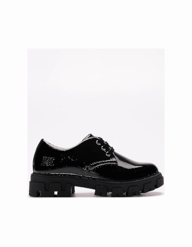 Miss Lk Maria Lace Up Patent School Shoe - Black