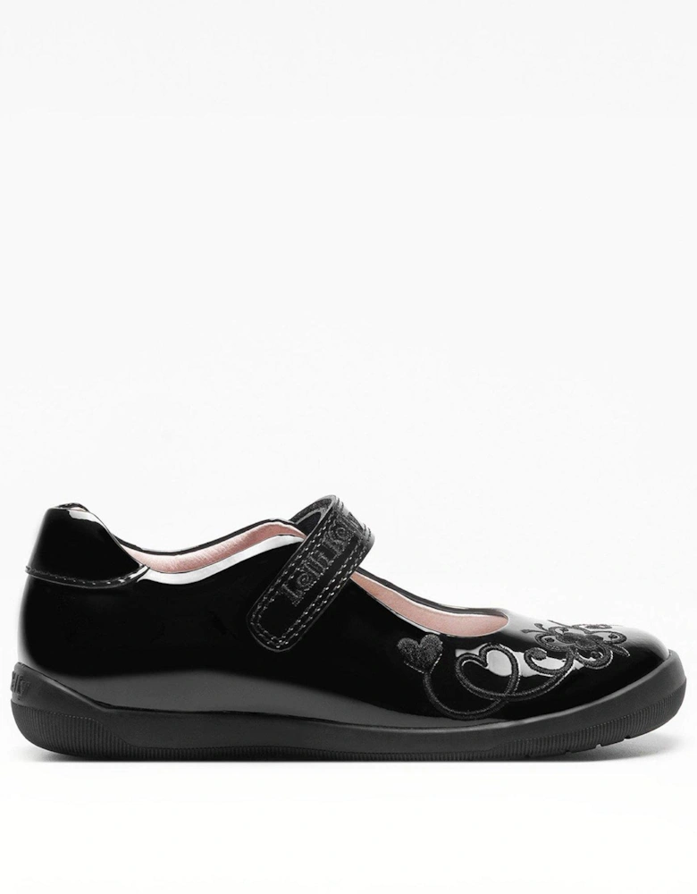 Erica Heart Mary Jane School Shoe - Black