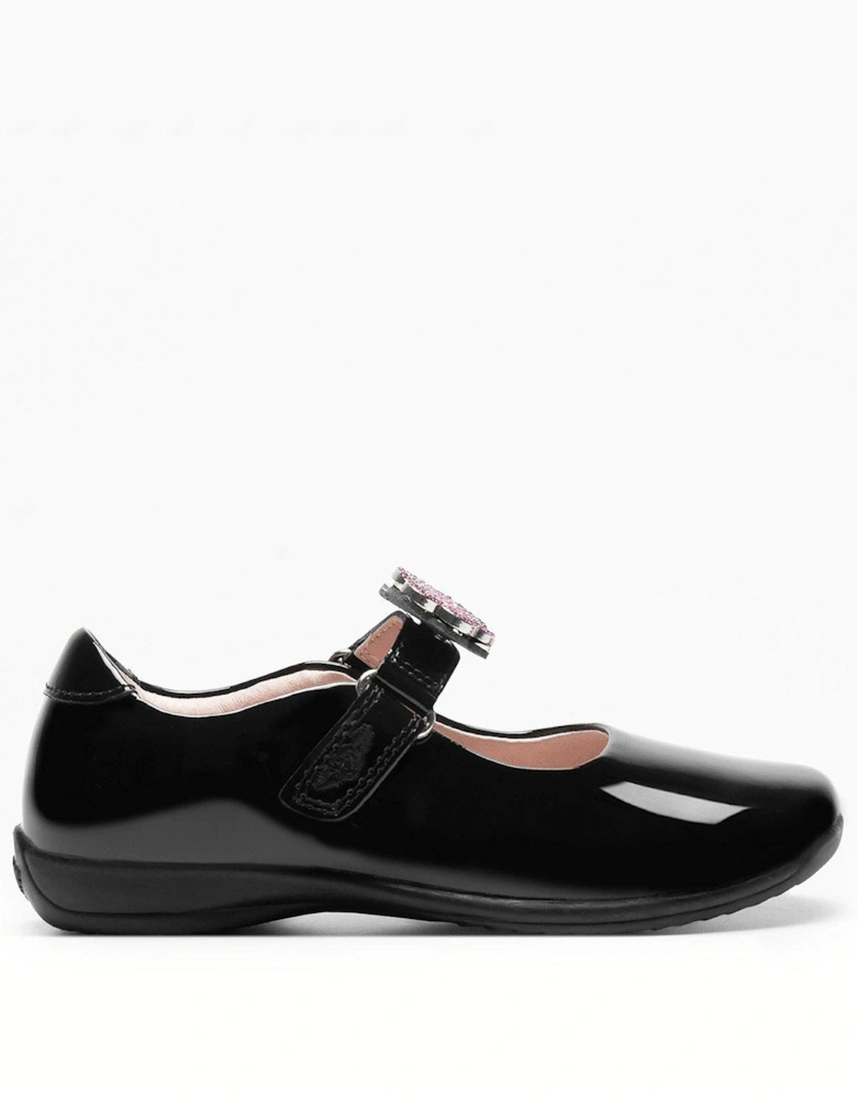 Luna Butterfly Interchangeable Strap Mary Jane School Shoe - Black