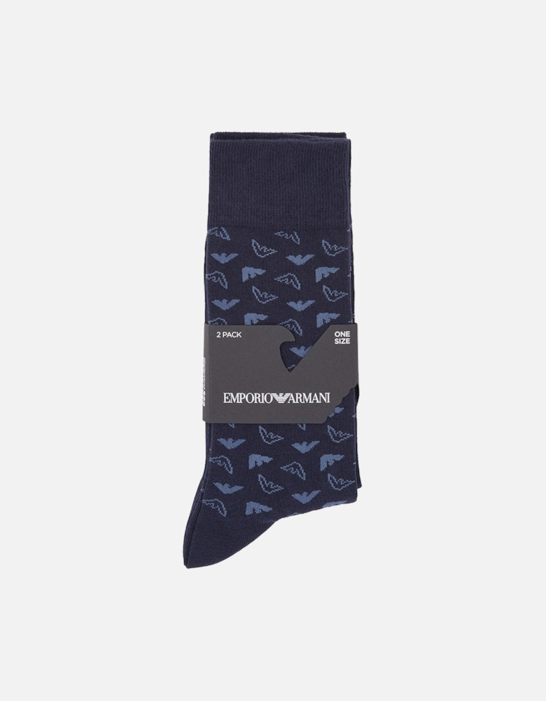 2-Pack Eagle Logo Socks, Navy