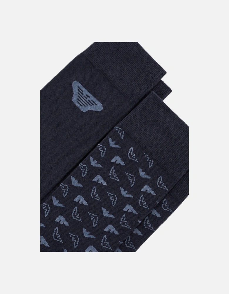 2-Pack Eagle Logo Socks, Navy
