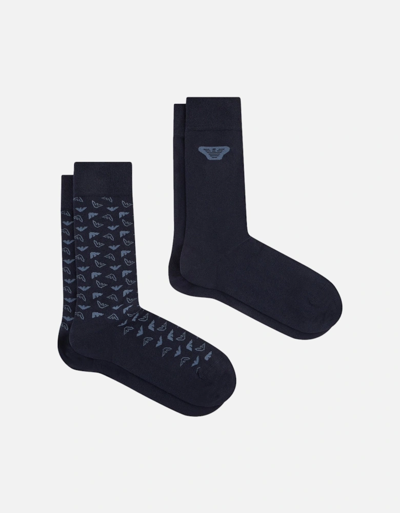 2-Pack Eagle Logo Socks, Navy