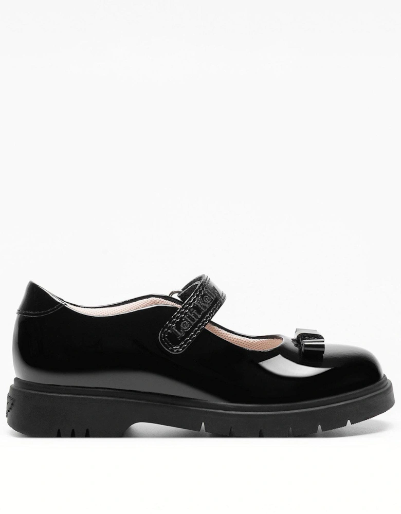 Jolie Bow Chunky Sole Mary Jane School Shoe - Black