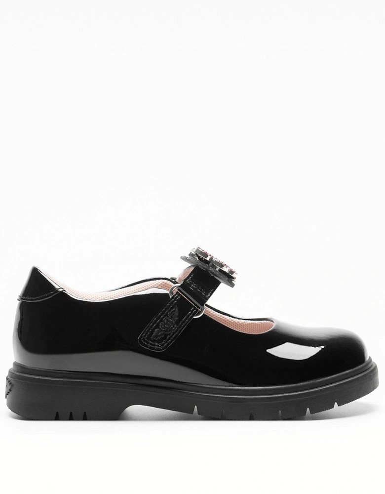 Luna Butterfly Chunky Sole Mary Jane School Shoe - Black