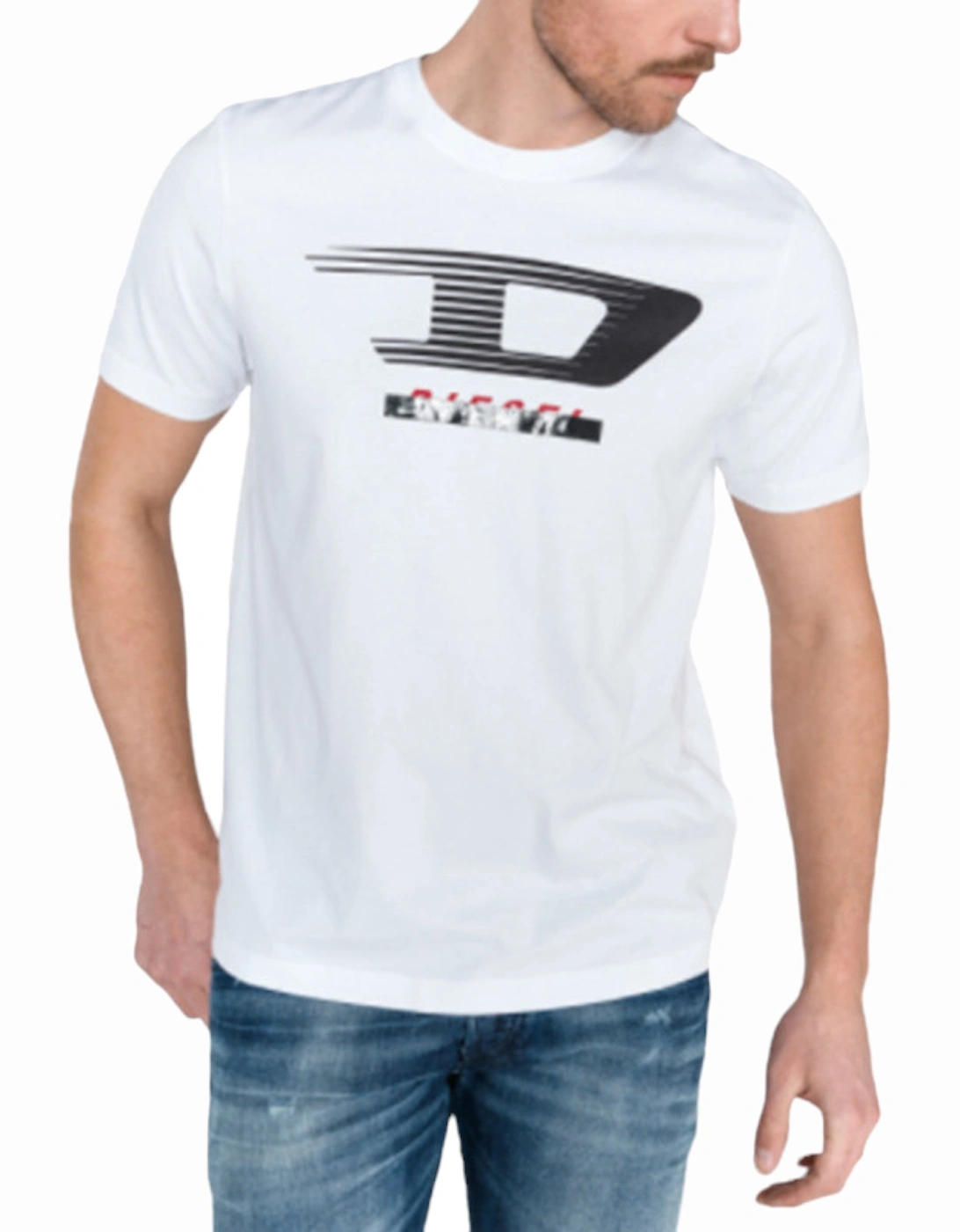 Men's DIESEL T JUST Y4 Mens T Shirt Short Sleeve Tee Crew Neck Casual Summer White Top - Size: 42