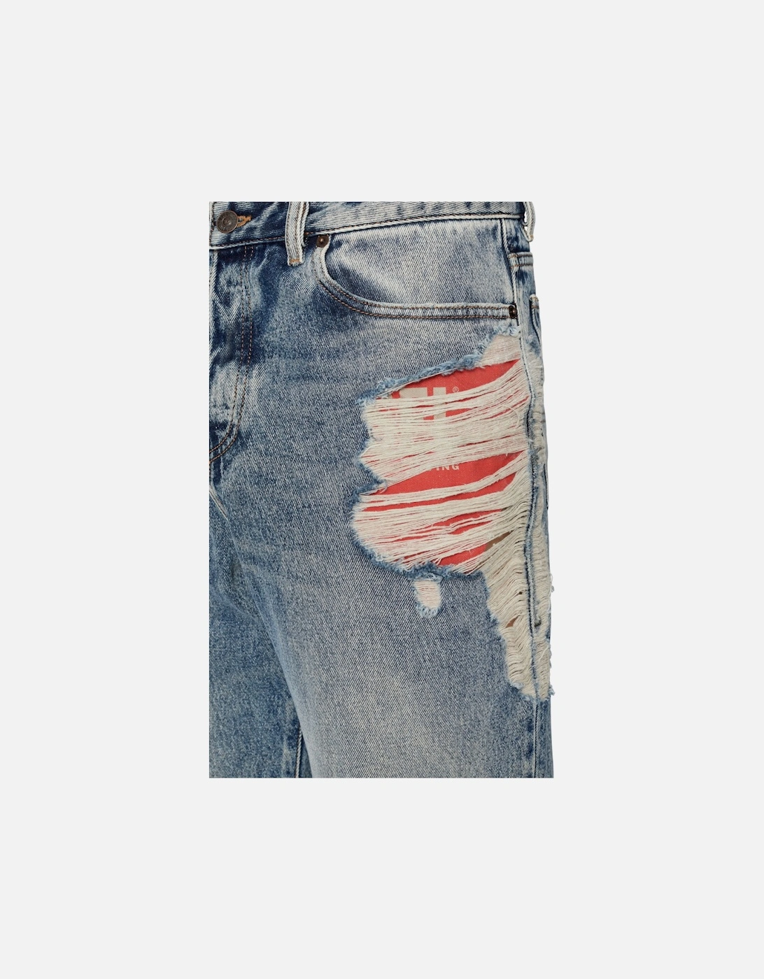 1955 Mens Denim Jeans Straight Leg High Waist Faded Ripped Denim Trousers