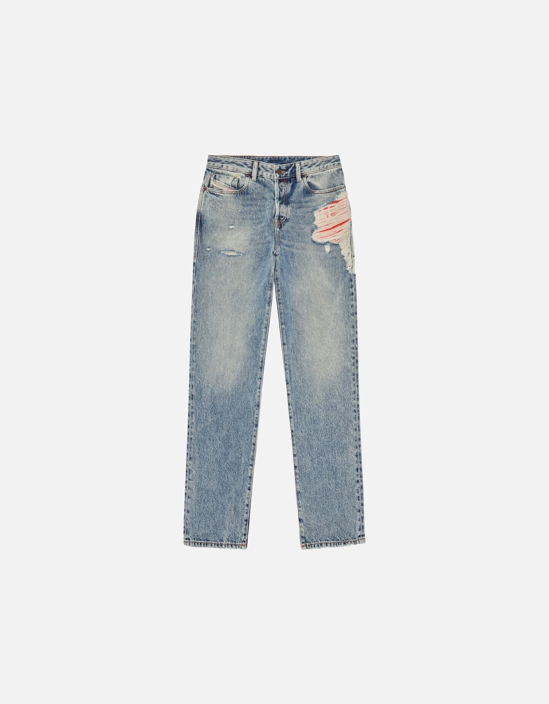 1955 Mens Denim Jeans Straight Leg High Waist Faded Ripped Denim Trousers